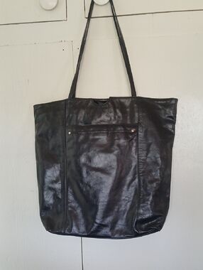 Latico Classic Black Leather Tote Bag